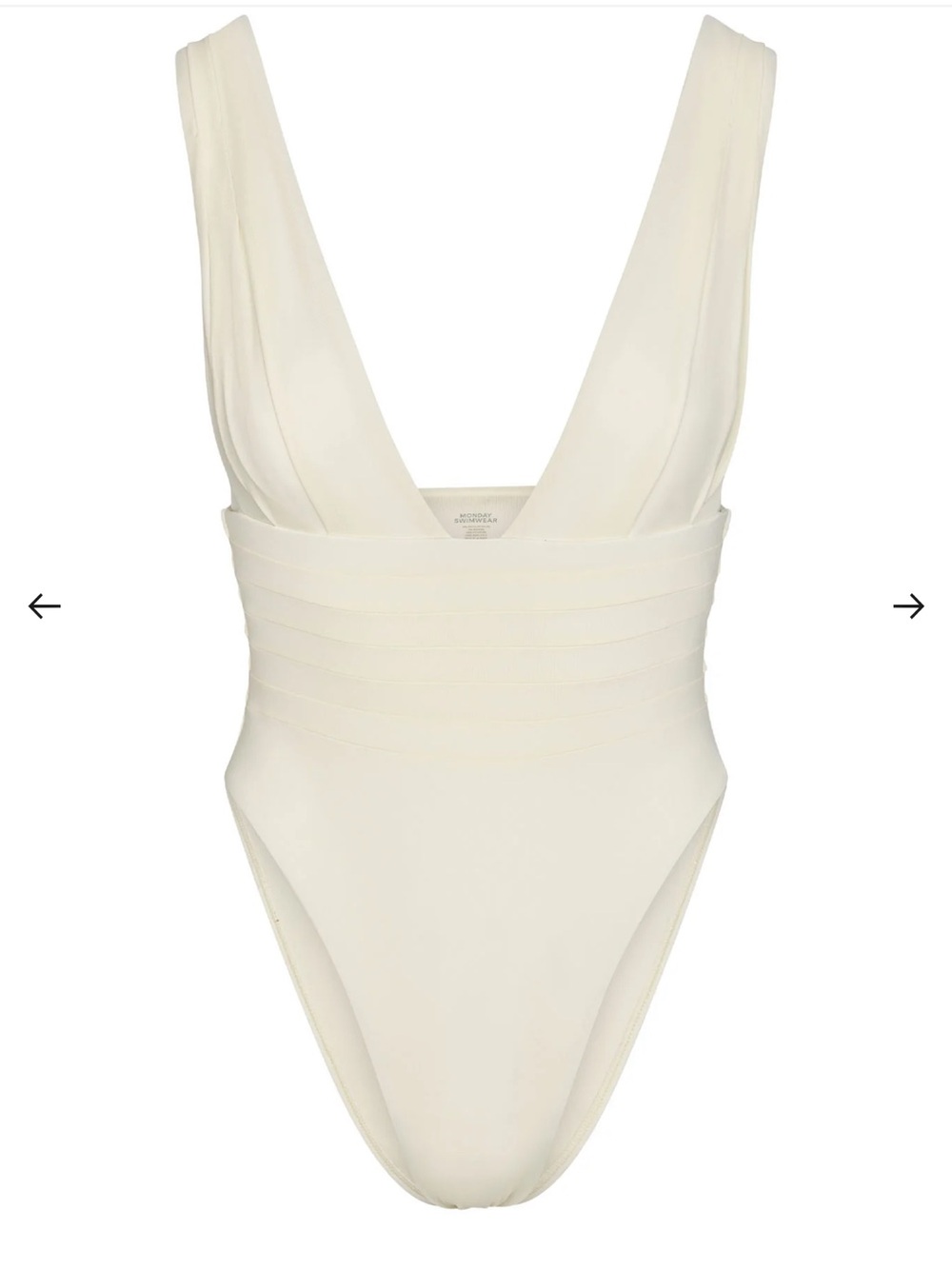 Cream Deep V One-Piece Swimsuit - VV